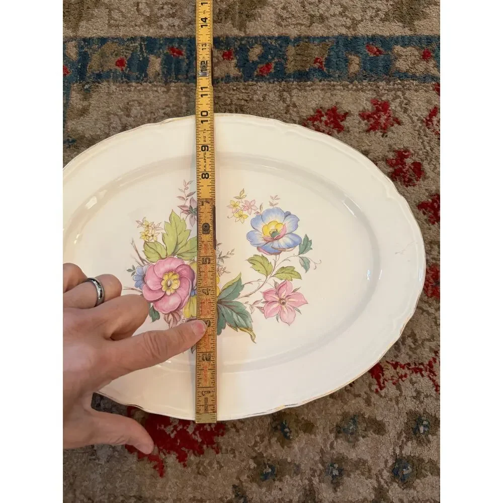 Vintage Edwin Knowles Plate Oval Serving Platter Floral Bouquet Dish